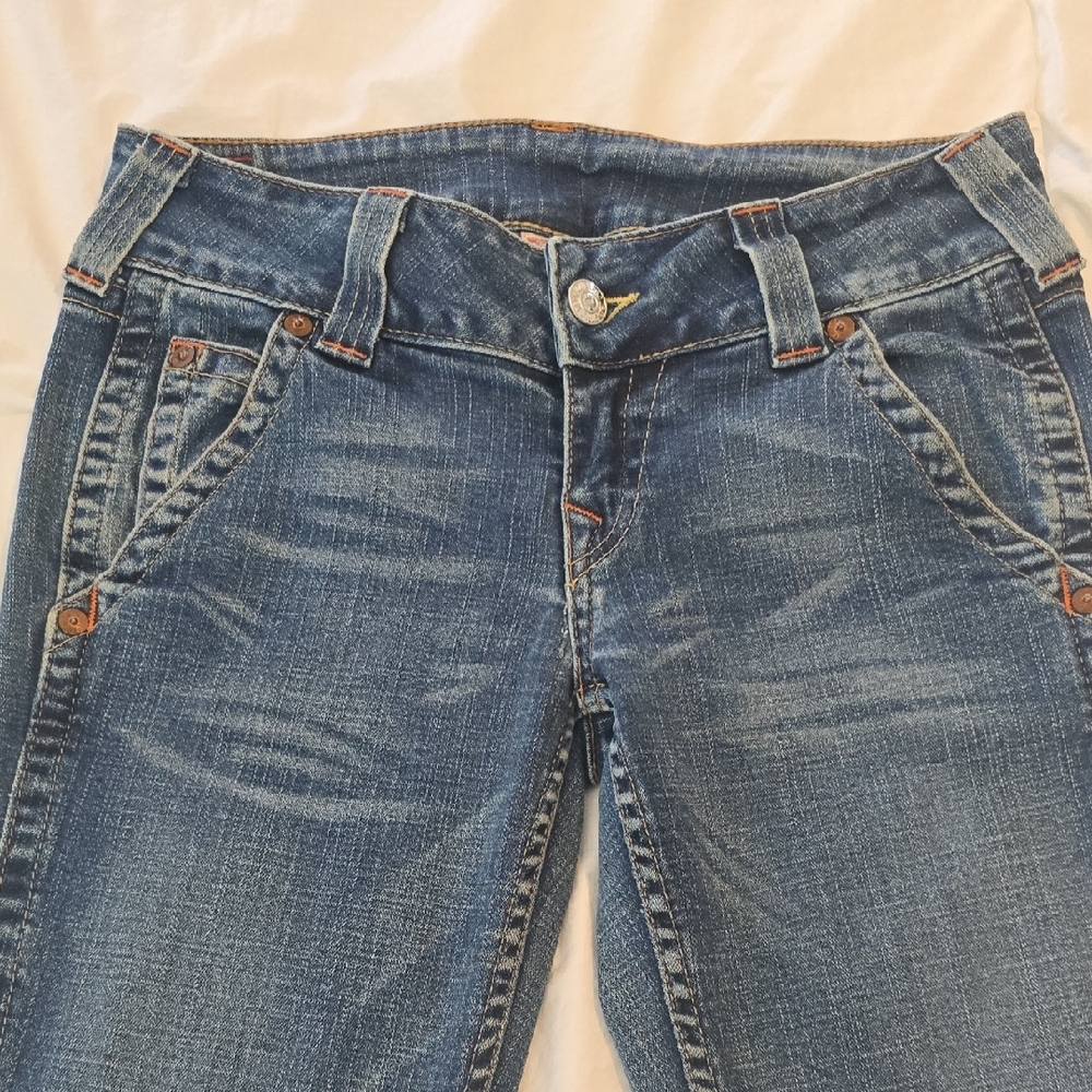 True Religion Blue Boot Cut Jeans with Vintage Wash